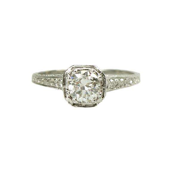 Vintage Edwardian Platinum Filigree Diamond Solitaire