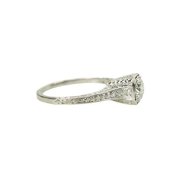 Vintage Edwardian Platinum Filigree Diamond Solitaire
