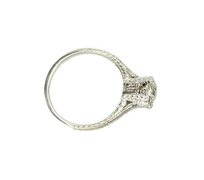 Vintage Edwardian Platinum Filigree Diamond Solitaire