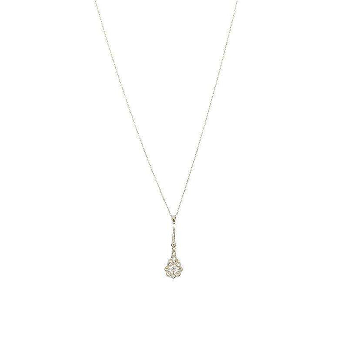 Stunning Platinum and Diamond Edwardian Drop Pendant