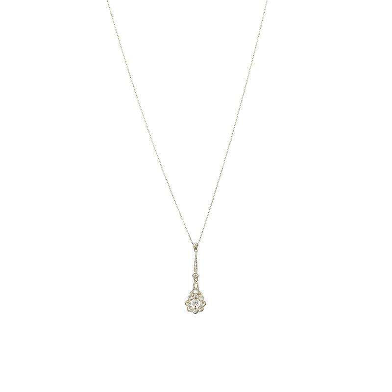 Stunning Platinum and Diamond Edwardian Drop Pendant