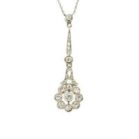 Stunning Platinum and Diamond Edwardian Drop Pendant