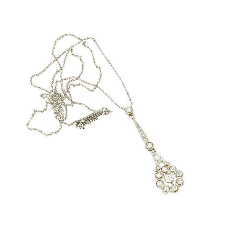 Stunning Platinum and Diamond Edwardian Drop Pendant