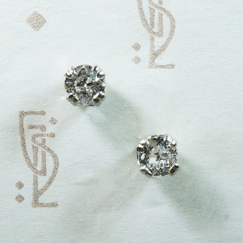 chunky old mine cut diamond studs in vintage platinum stud earrings