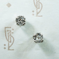 chunky old mine cut diamond studs in vintage platinum stud earrings