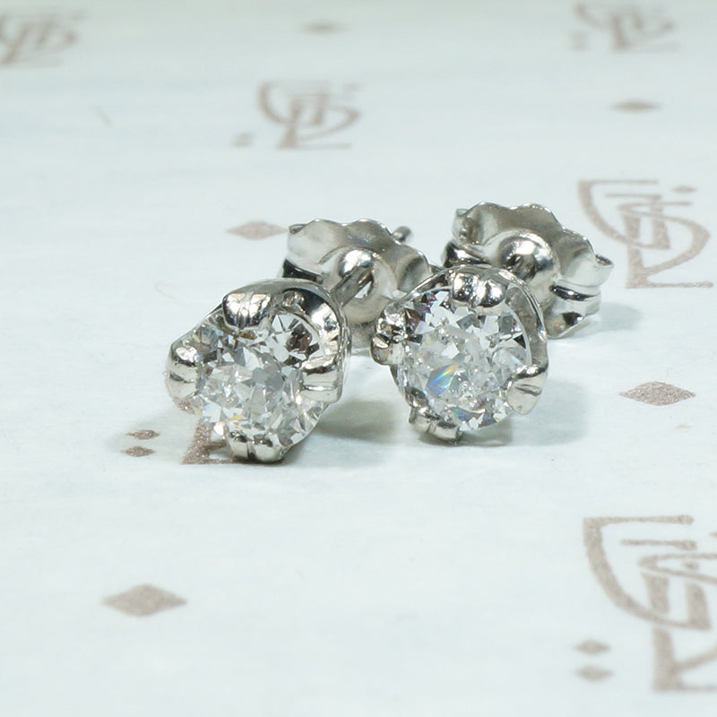 Old Mine Cut Diamond Platinum Studs