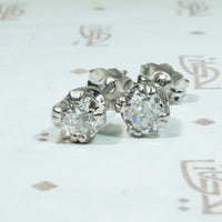 Old Mine Cut Diamond Platinum Studs