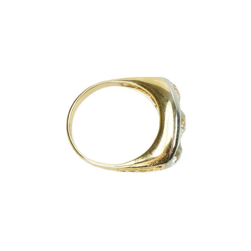 Platinum and Gold European Cut Diamond Gypsy Ring 2 tcw
