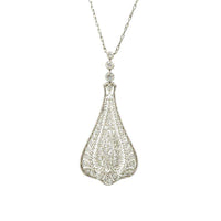 Edwardian Platinum and Diamond Filigree Necklace