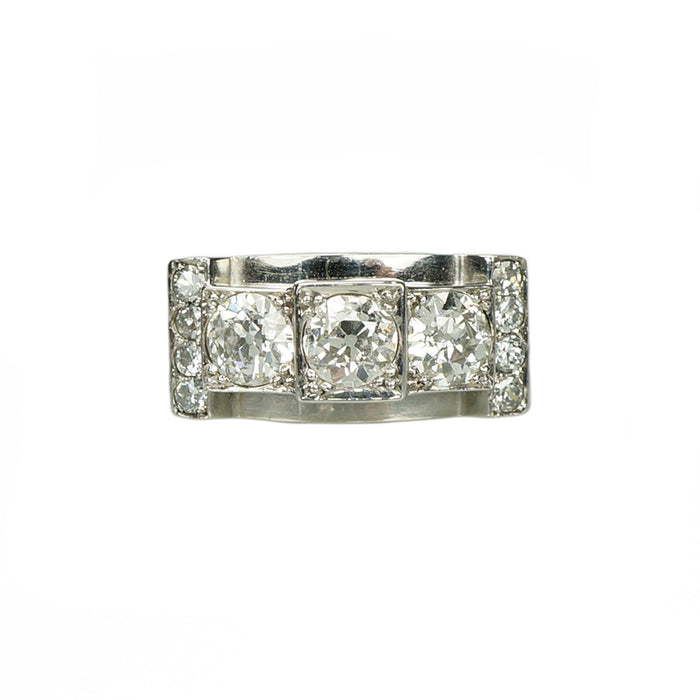 Impressive Platinum Diamond Retro Ring - Gem Set Love