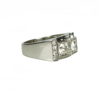 Impressive Platinum Diamond Retro Ring - Gem Set Love