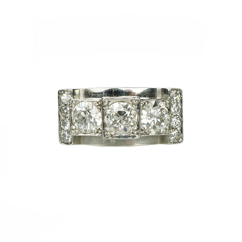 Impressive Platinum Diamond Retro Ring - Gem Set Love