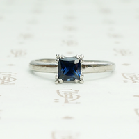 Square Cut Sapphire Solitaire in Platinum