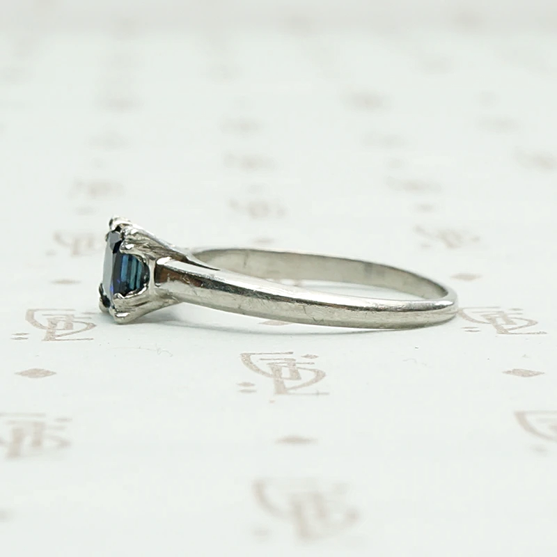 Square Cut Sapphire Solitaire in Platinum