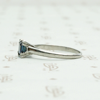 Square Cut Sapphire Solitaire in Platinum