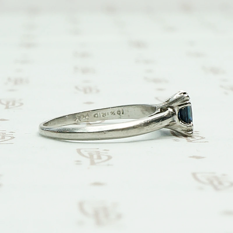 Square Cut Sapphire Solitaire in Platinum