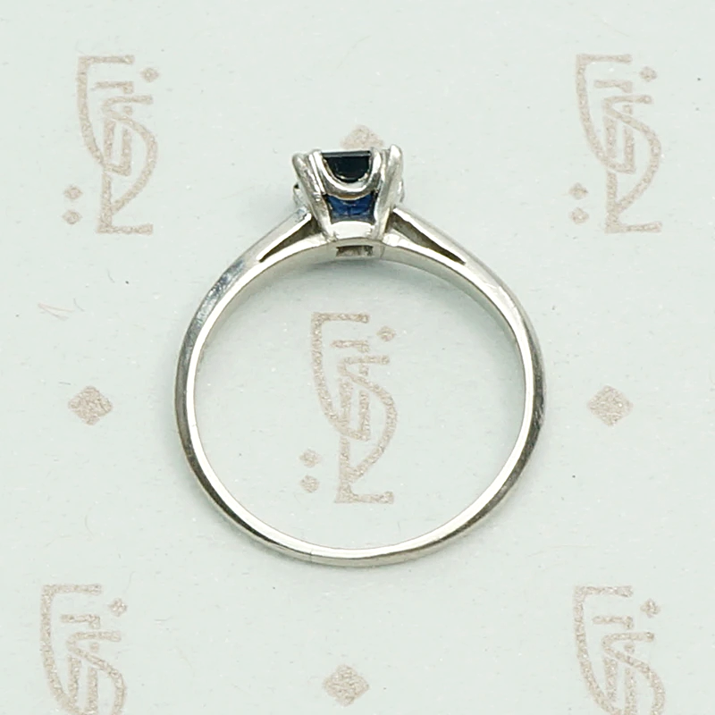 Square Cut Sapphire Solitaire in Platinum