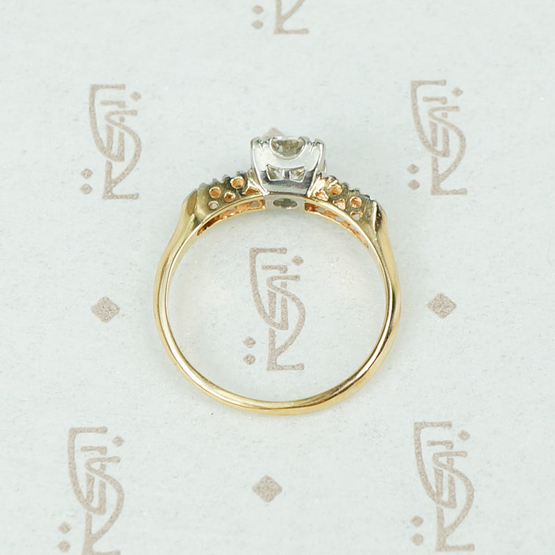 platinum on 14k yellow gold 1940's classic diamond engagement ring Profile pic