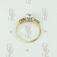 platinum on 14k yellow gold 1940's classic diamond engagement ring Profile pic