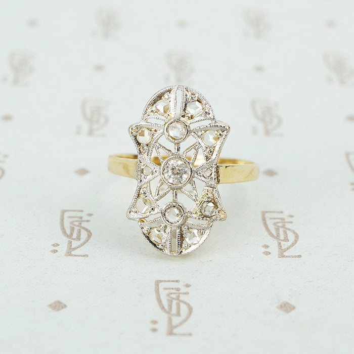 lacy platinum on 18k rosecut diamond ring