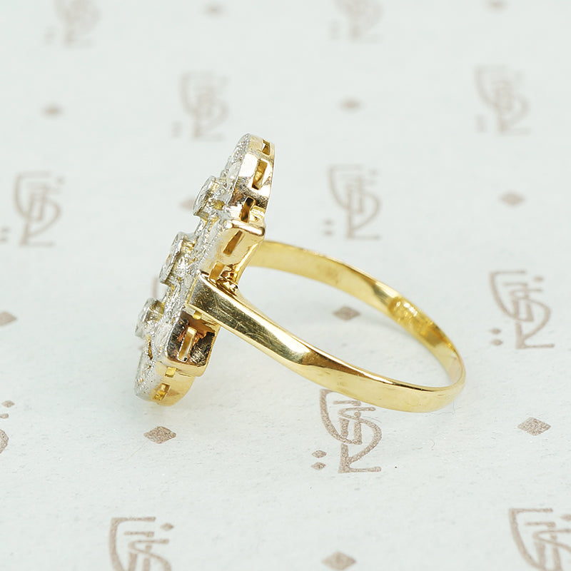 lacy platinum on 18k rosecut diamond ring side profile