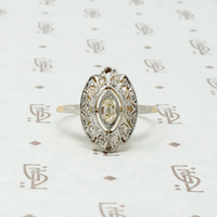 plat on 18k tablet cut omc diamond ring
