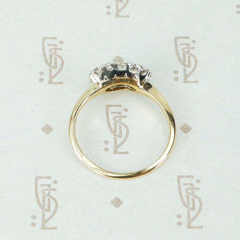 Delightful Platinum on Gold OEC Diamond Cluster Ring