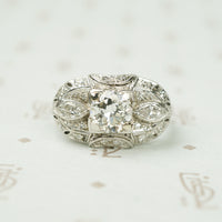 1930's Oval Platinum and Diamond Ring