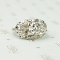 1930's Oval Platinum and Diamond Ring
