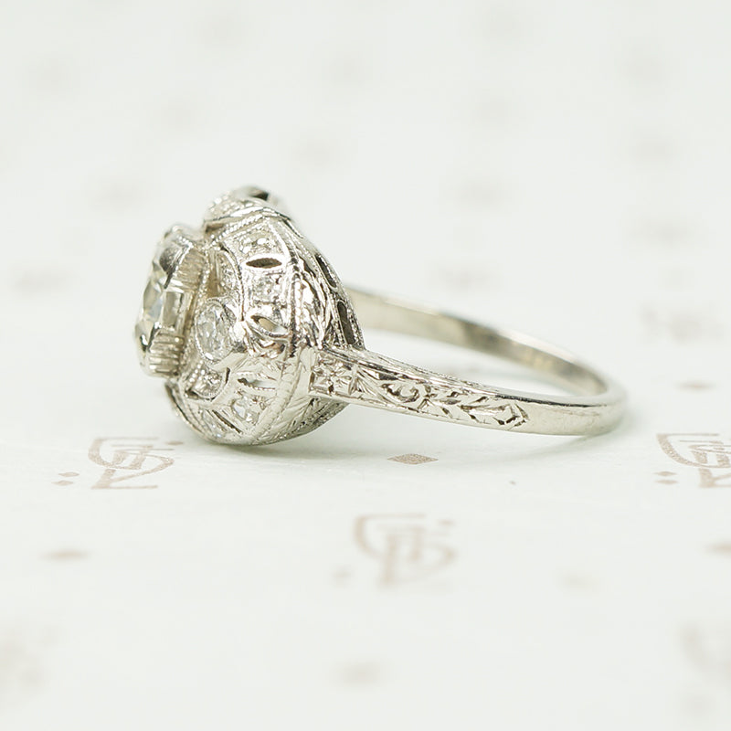 1930's Oval Platinum and Diamond Ring