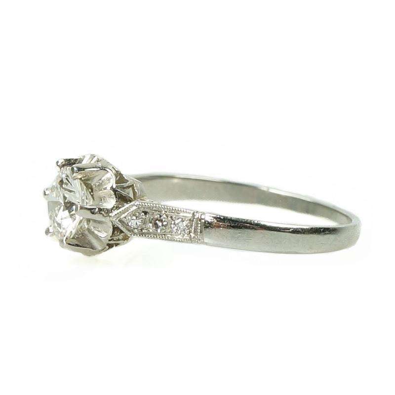 Vintage Platinum Tulip set Diamond Engagement Ring