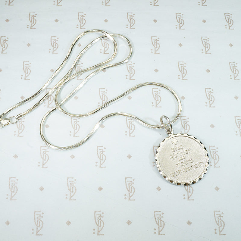plus qu'hier French Love token medallion in sterling silver I love you more today than yesterday but not as much as tomorrow