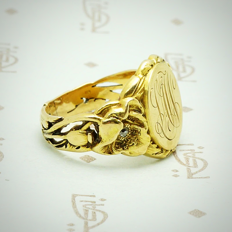 Art Nouveau Poppy Signet Ring
