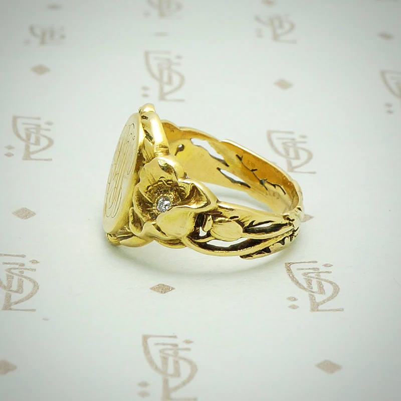 Art Nouveau Poppy Signet Ring
