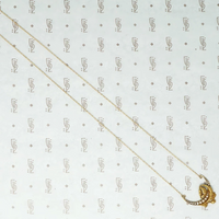 gold vintage crescent moon and poppy necklace