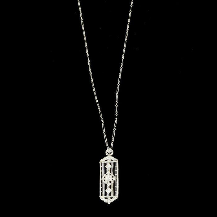 Brilliant 1920's Filigree Convertible Necklace Brooch