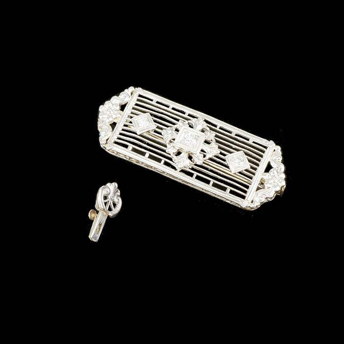 Brilliant 1920's Filigree Convertible Necklace Brooch