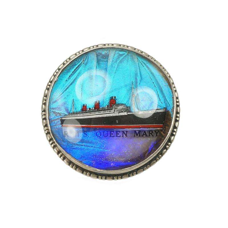 Vintage RMS Queen Mary English Butterfly Wing Brooch