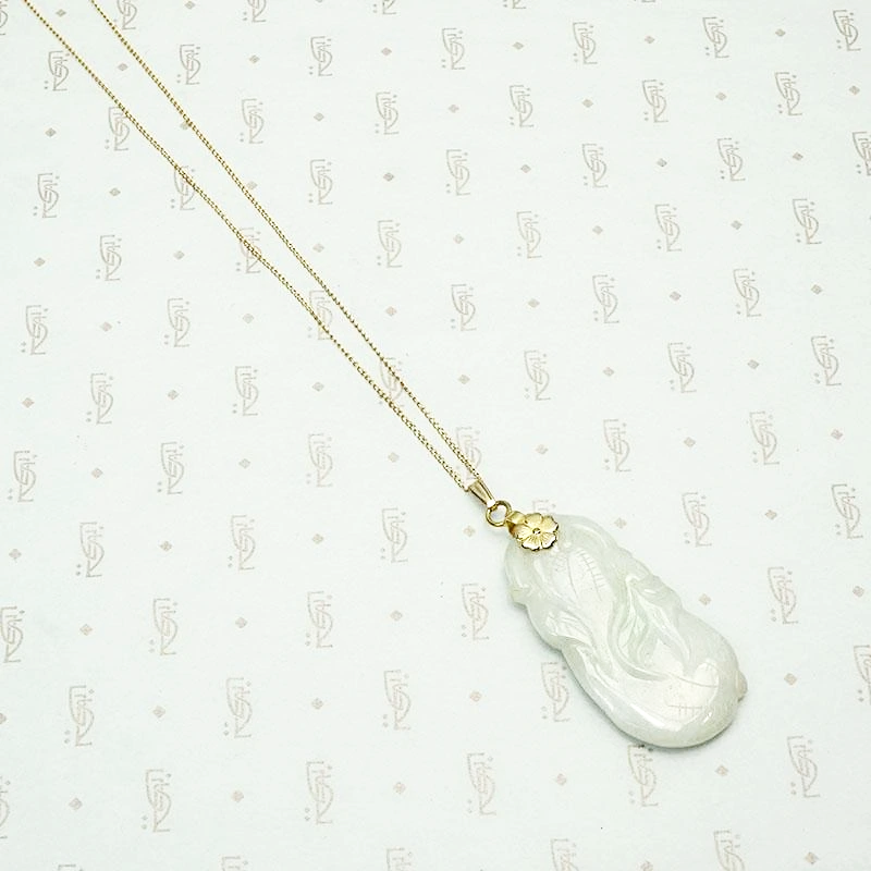 Pale Celadon Jade Carved Plums Necklace