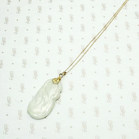 Pale Celadon Jade Carved Plums Necklace
