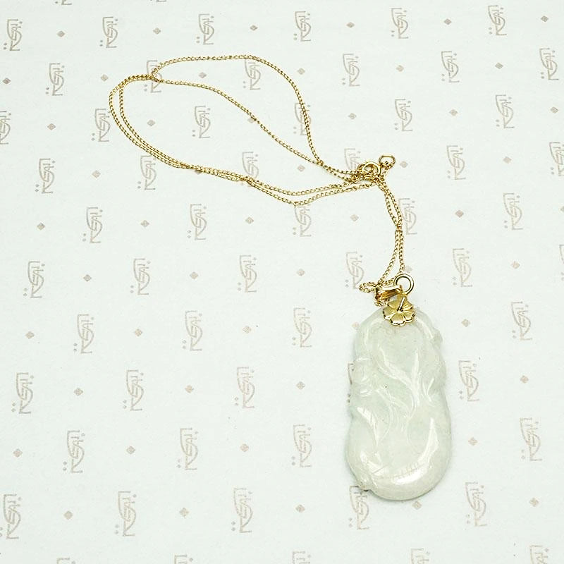 Pale Celadon Jade Carved Plums Necklace