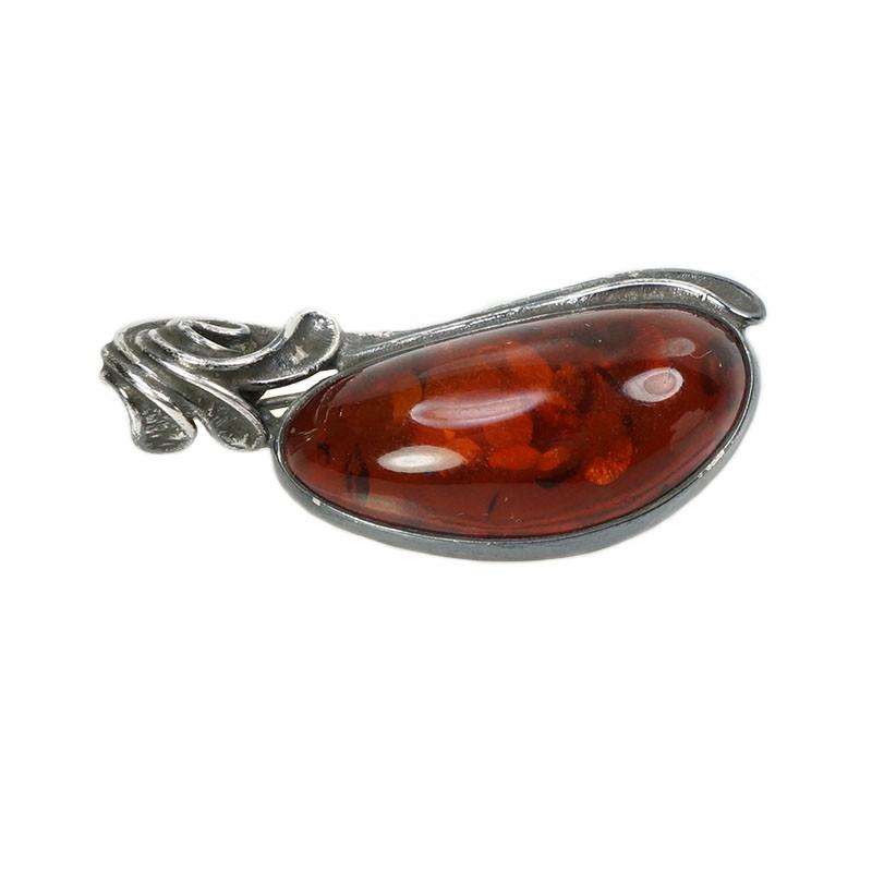 Mid Century Modern Amber and Silver Brooch
