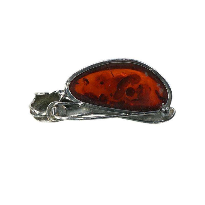 Mid Century Modern Amber and Silver Brooch