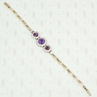 Cheerful White Sapphire and Amethyst Flower Bracelet