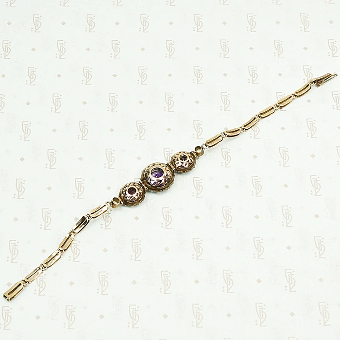 Cheerful White Sapphire and Amethyst Flower Bracelet