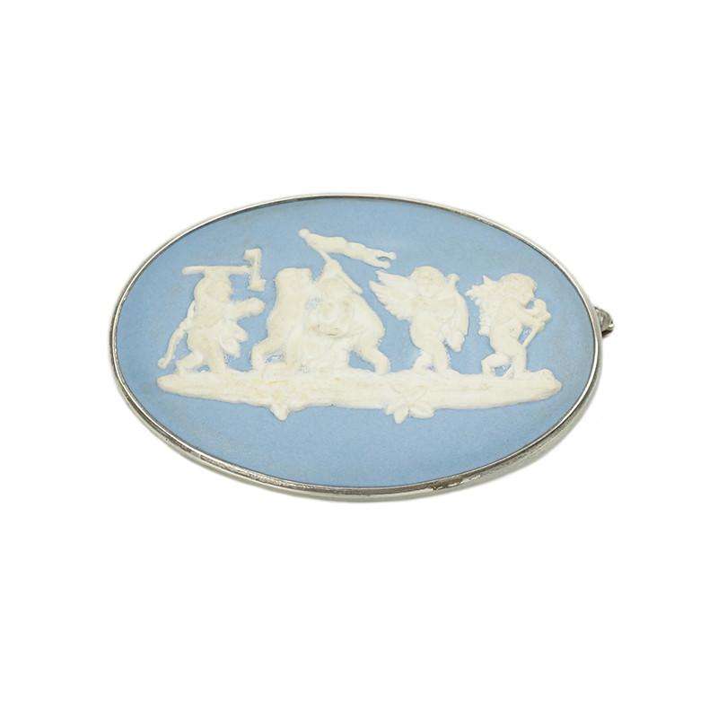 Vintage Wedgewood Cameo Brooch in a Sterling Frame