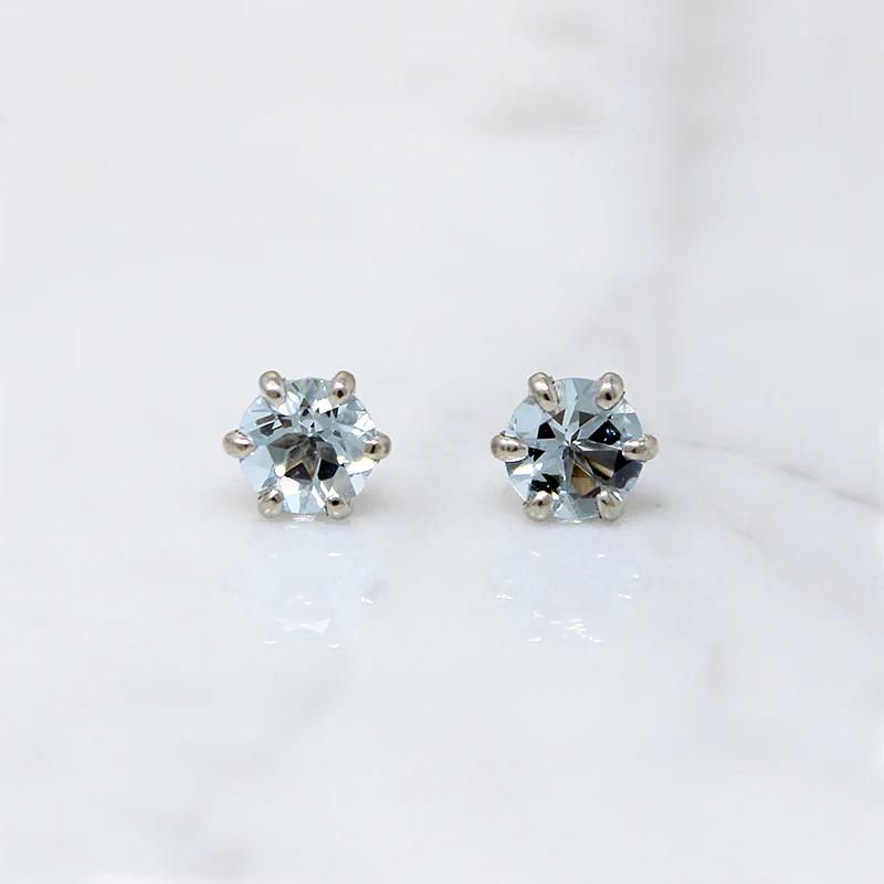 Limpid Vintage Aquamarines in White Gold Studs by 720