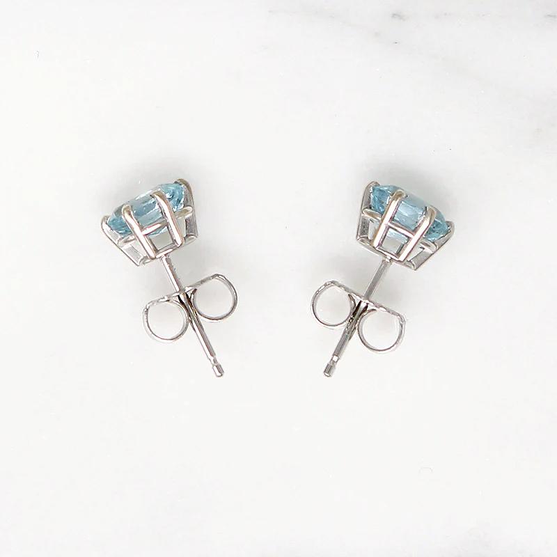 Glacial Blue Oval Aquamarines in White Gold Studs by 720