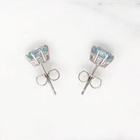 Glacial Blue Oval Aquamarines in White Gold Studs by 720