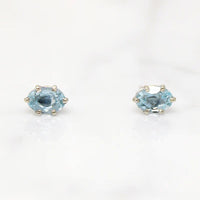 Glacial Blue Oval Aquamarines in White Gold Studs by 720